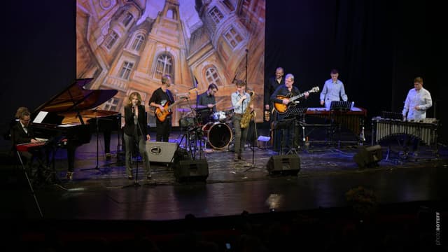Picture of me playing the drums at a jazz festival
